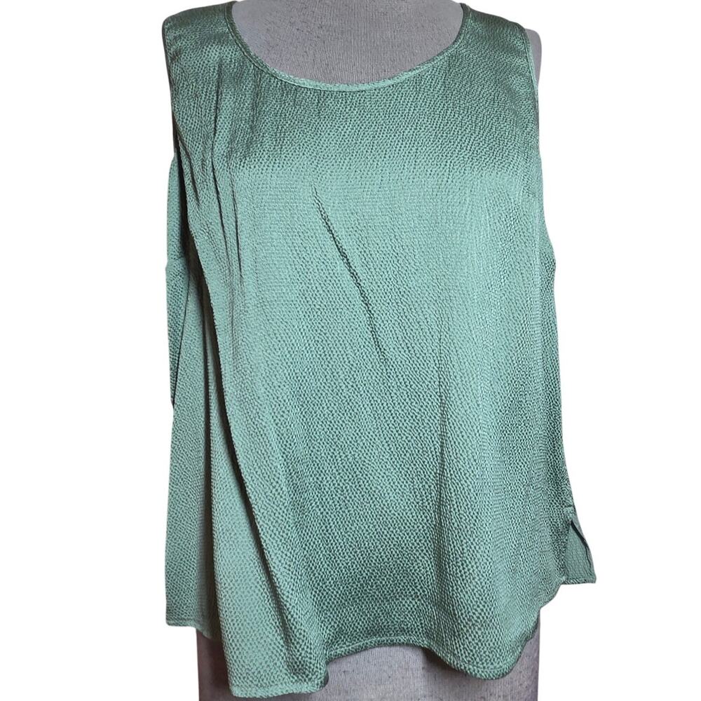 Green Silk Blend Sleevless Blouse Size Medium